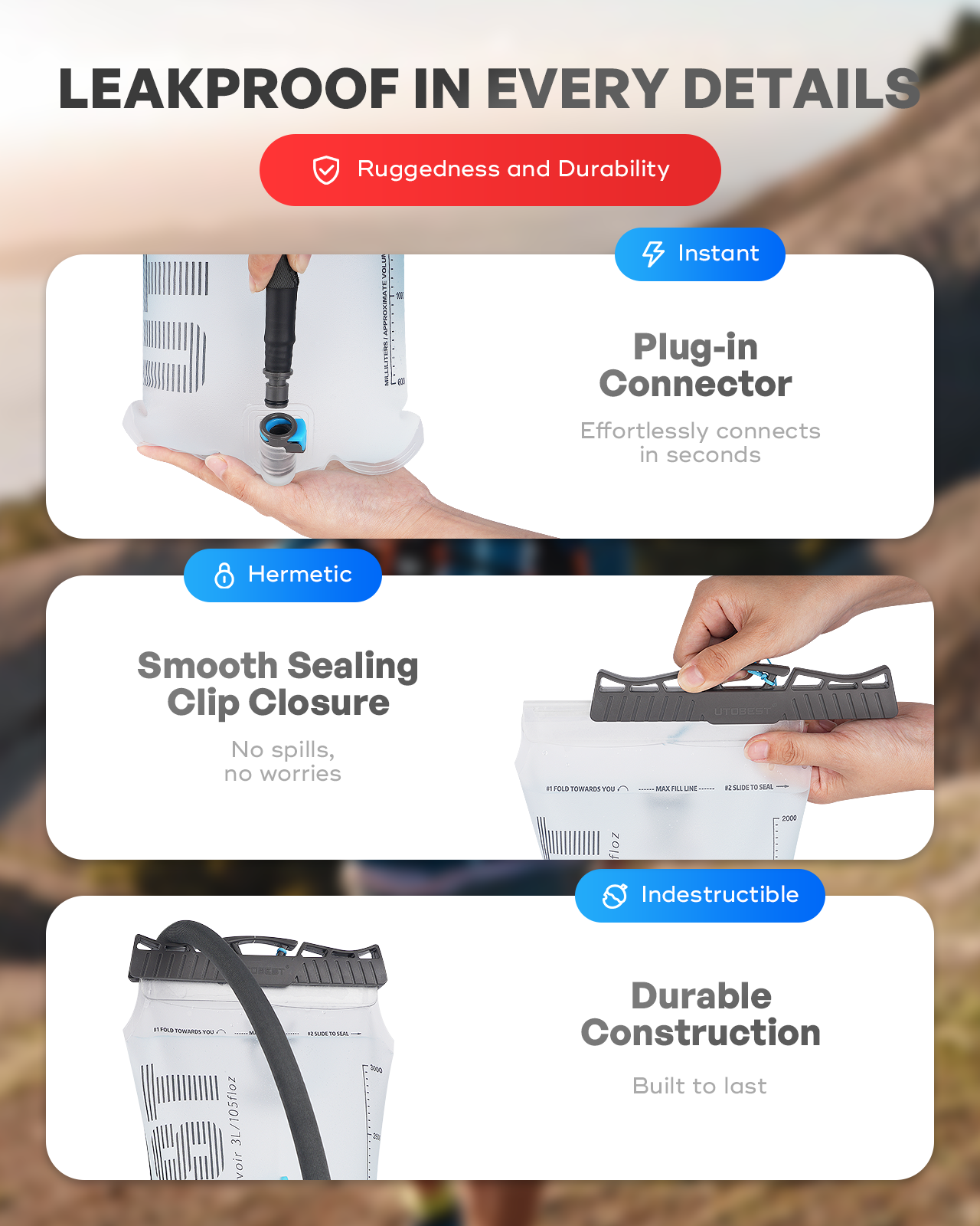 Transparent Walrus Hydration Bladder 1.5L 2L 3L