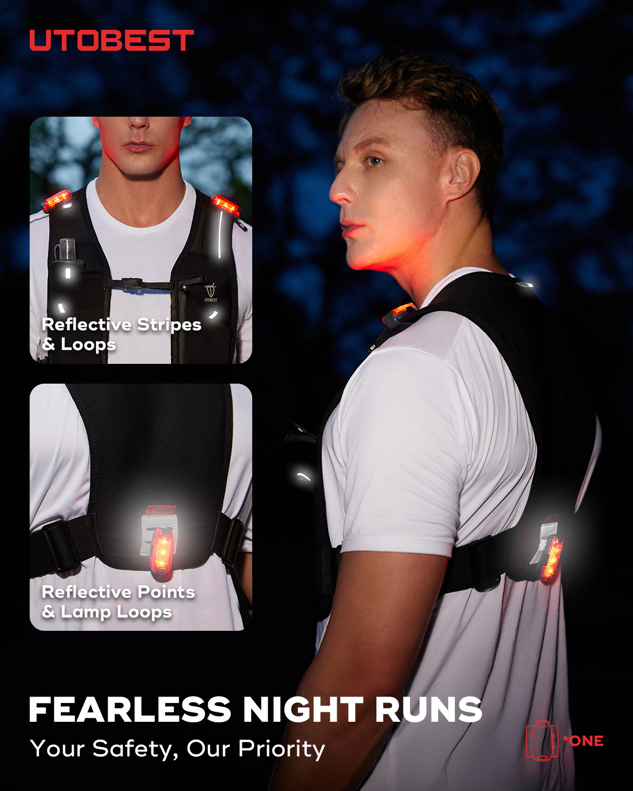 UTOBEST Running Vest -Lightweight Reflective Hydration Vest 3L
