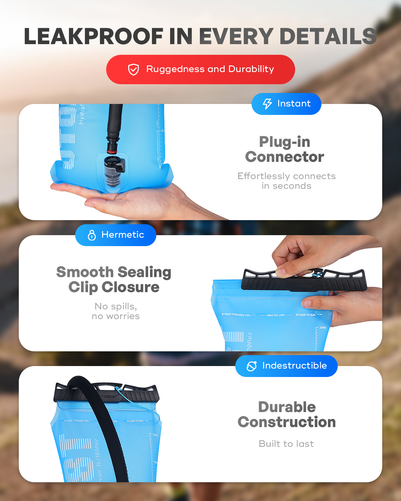 Navy Walrus Hydration Bladder 1.5L 2L 3L